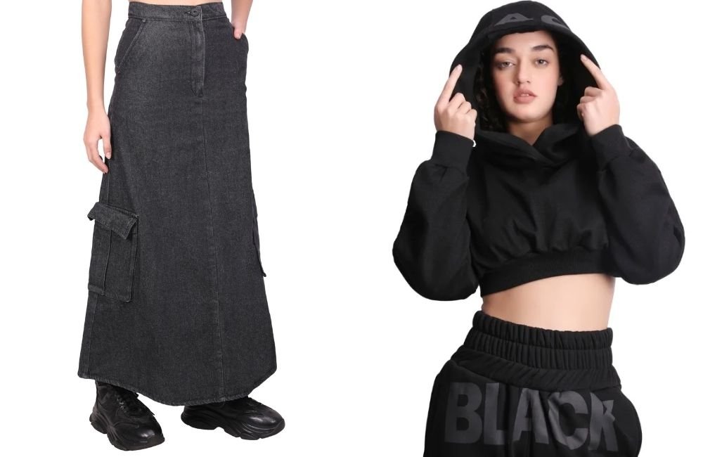 Women’s Monochrome Streetwear in India: 12 Black & White Outfit Ideas with Crop Tops, Skirts & Oversized Hoodies