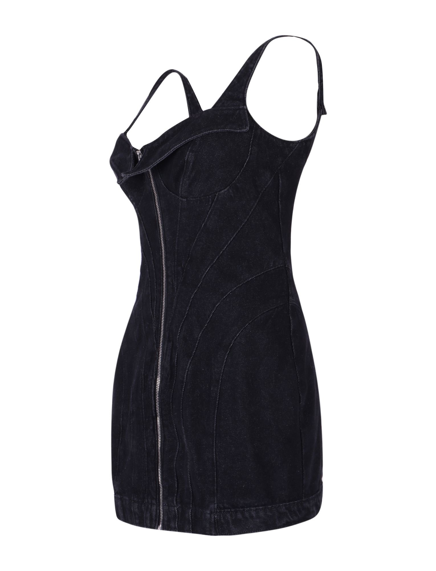 WOMEN'S BLACK DENIM DRESS front view