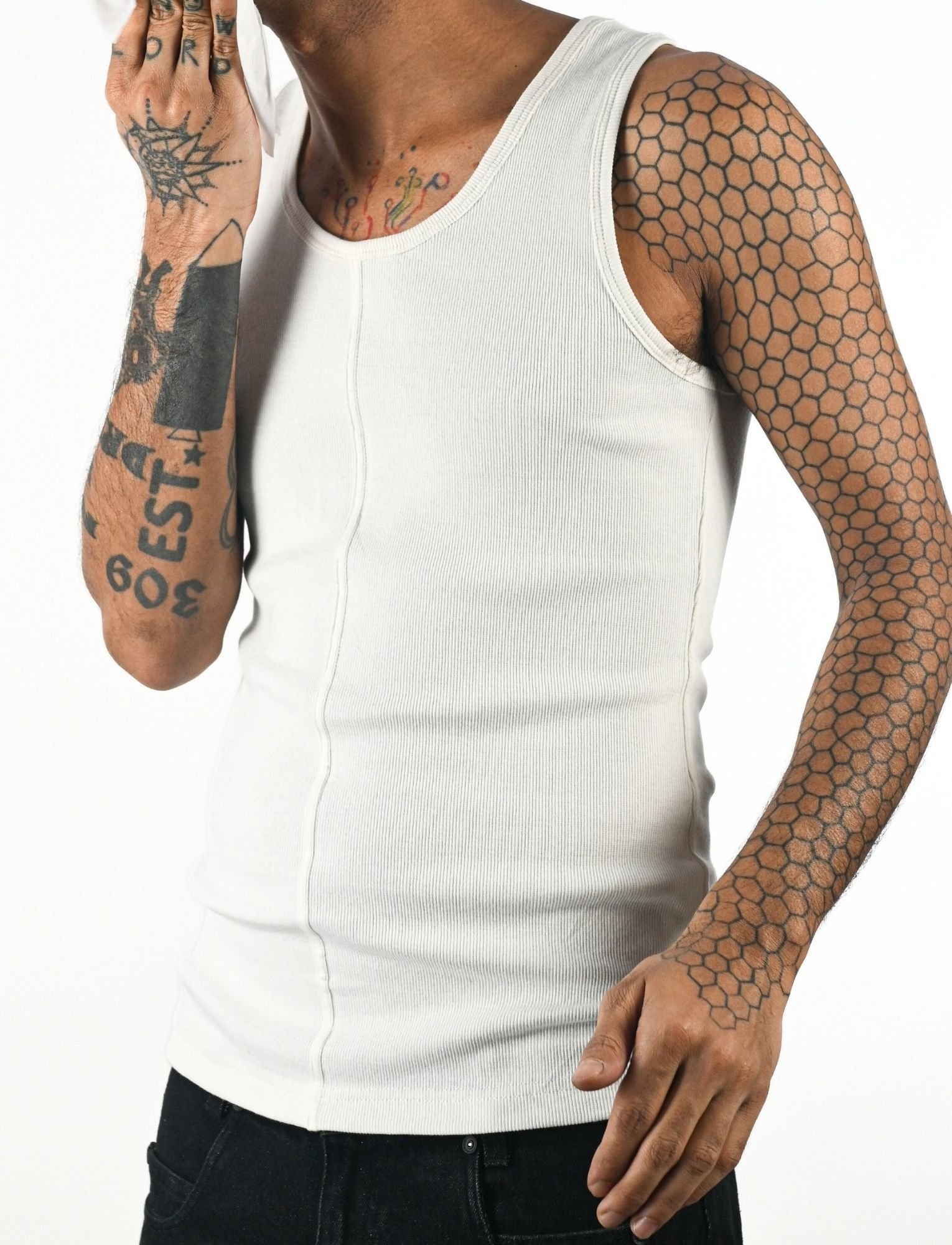 WHITE  VEST MEN front view