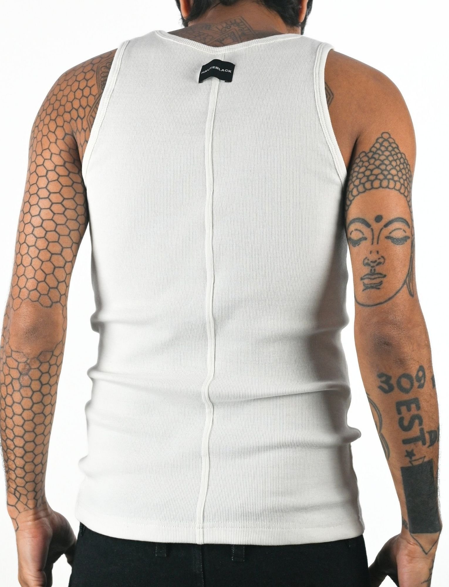 WHITE  VEST MEN back view