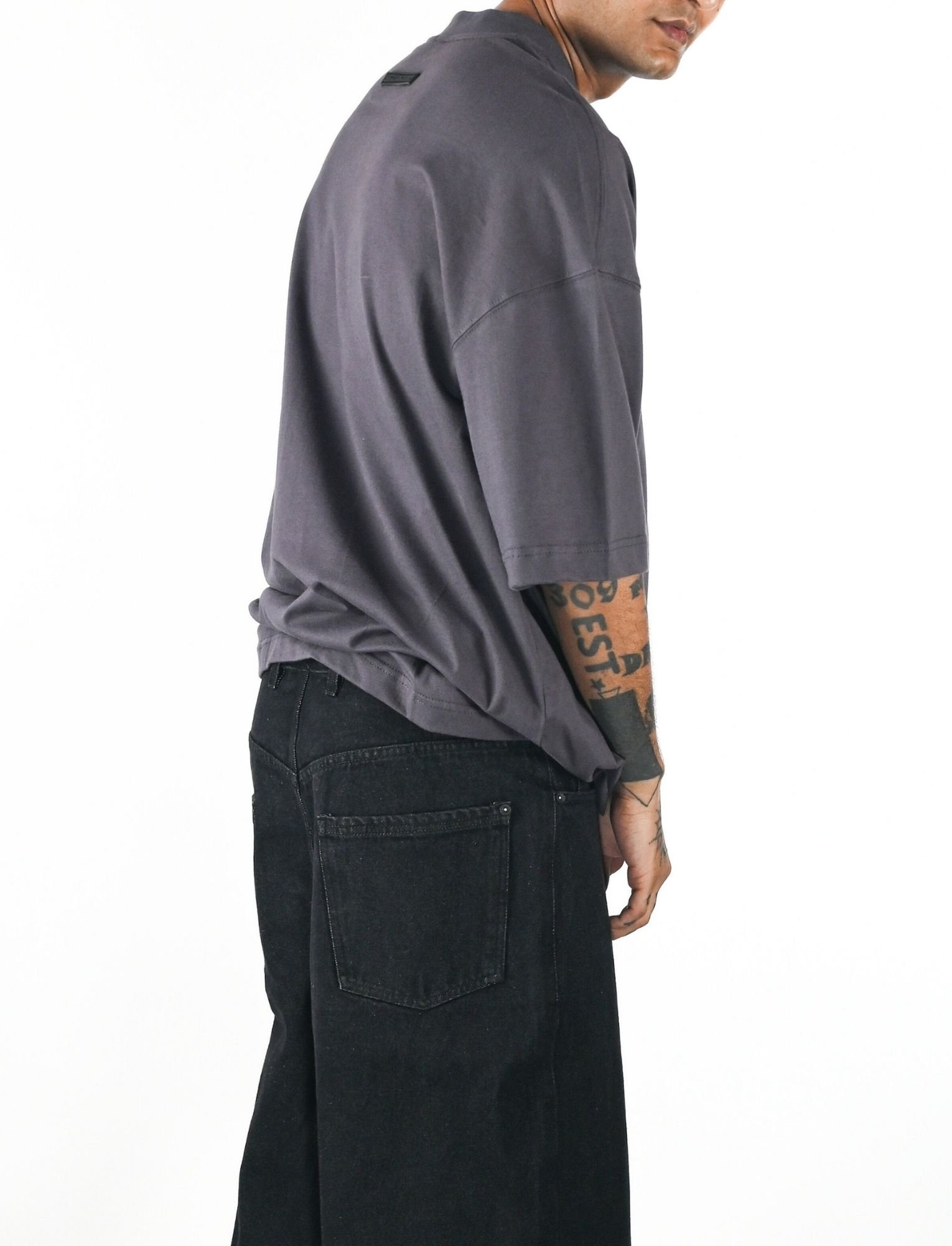 GREY T-SHIRT MENS back view