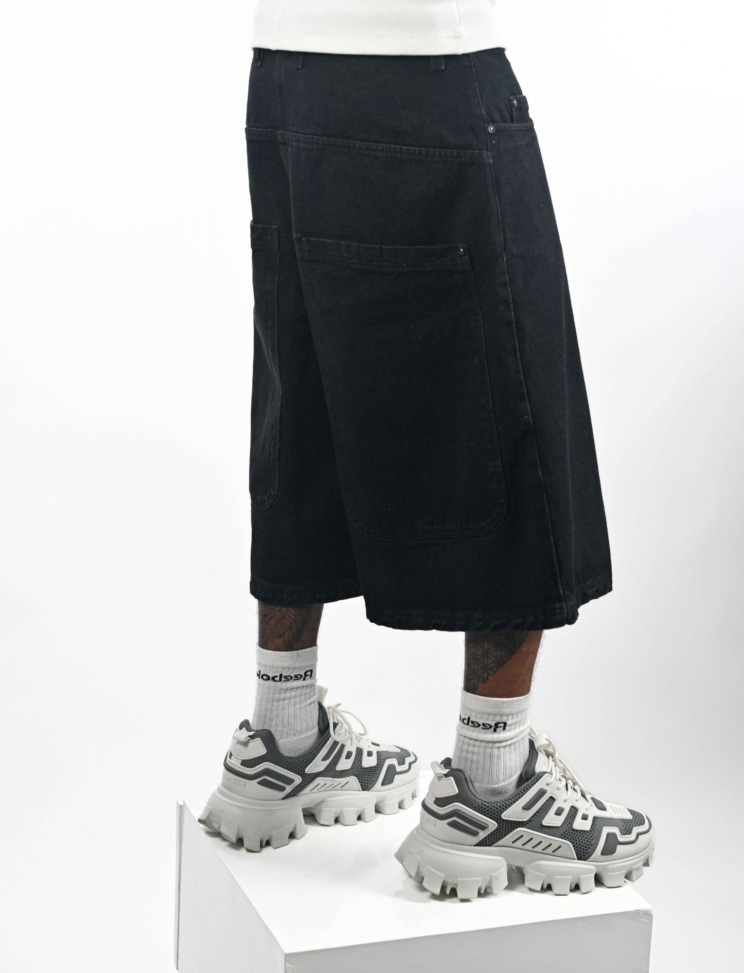 DENIM JORTS MANS back view